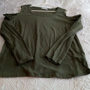 Olive Green Long Sleeve Open Shoulder Sz L